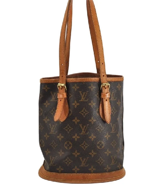 Authentic Louis Vuitton Monogram Bucket PM Shoulder Tote Bag M42238 Junk 3096K